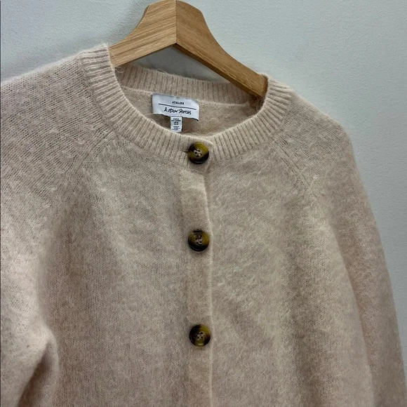 & Other Stories Cream Button-Front Fuzzy Cardigan - Picture 3 of 8